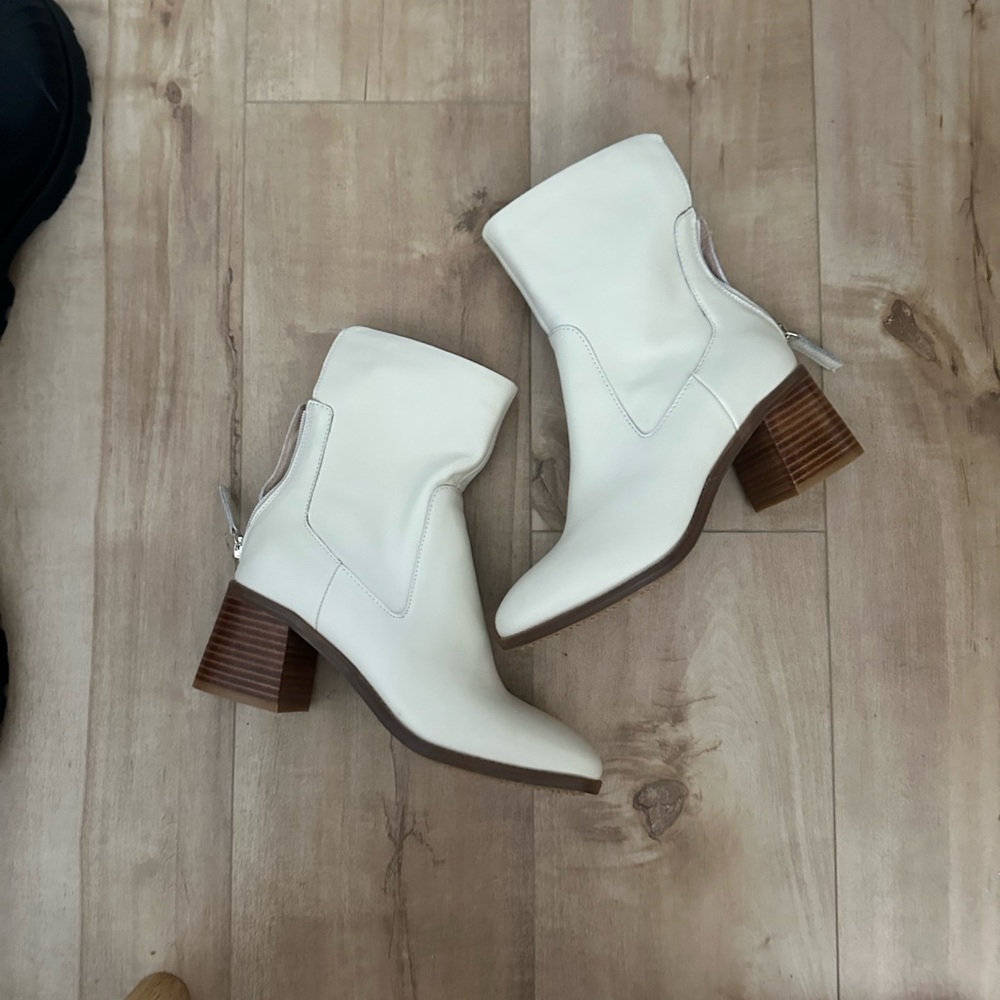 Kelsi Dagger White and Brown Heeled Boots